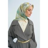 Armine Saf İpek Twill Eşarp Yeşil 90x90, Tek Ebat, E26YA9505D02, YEŞİL, kadın