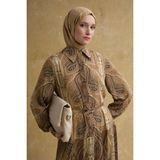 Armine Şal Desenli Elbise Camel - 42