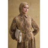 Armine Şal Desenli Elbise Camel