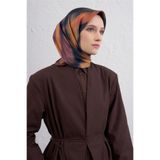 Armine Soyut Desenli İpek Twill Eşarp, Tek Ebat, 9436D, taba-mor, kadın