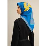 Armine Sura İpek Eşarp 9317-84 Mavi Karışık Desen