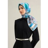 Armine Sura İpek Eşarp 9336-32 Mavi Karışık Desen