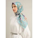 Armine Sura İpek Eşarp 9347-31 Mavi Karışık Desen