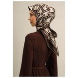 Armine Sura İpek Eşarp Kahverengi Karışık Desen, Tek Ebat, ZMR 003094, 52, kadın