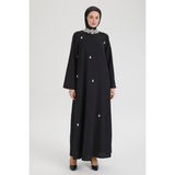 Armine Taş Detaylı Salaş Kesim Elbise-Siyah 25YT905 - 38