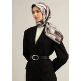 Armine Tivil İpek Eşarp 9306-03 Siyah Karışık Desen