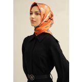 Armine Tivil İpek Eşarp 9322-38 Turuncu Karışık Desen
