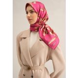 Armine Tivil İpek Eşarp 9324-55 Pembe Karışık Desen