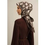 Armine Tivil İpek Eşarp 9343-52 Kahverengi Karışık Desen