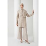 Armine TREND Aller Detaylı Beli İpli Çiçek Desen İşlemeli Tunik Taş 26YT407