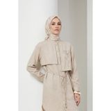 Armine TREND Aller Detaylı Beli İpli Çiçek Desen İşlemeli Tunik Taş 26YT407