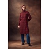 Armine TREND Baklava Desenli Fermuarlı Triko Tunik Bordo 25KTD4112