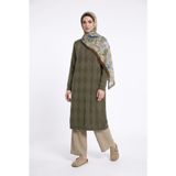 Armine TREND Baklava Desenli Fermuarlı Triko Tunik Haki 25KTD4112