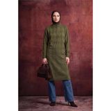 Armine TREND Baklava Desenli Fermuarlı Triko Tunik Haki 25KTD4112