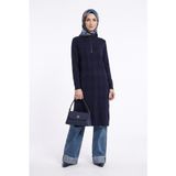 Armine TREND Baklava Desenli Fermuarlı Triko Tunik Lacivert 25KTD4112