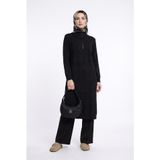 Armine TREND Baklava Desenli Fermuarlı Triko Tunik Siyah 25KTD4112