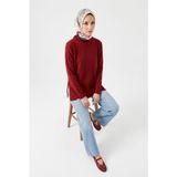 Armine TREND Baklava Desenli Yanı Yırtmaçlı Triko Tunik Bordo 26KTD415
