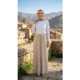 Armine TREND Belden Bağcıklı ve Lastikli Rahat Bayan Pantolon Taş 26YT220