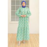 Armine Trend Bol Kesim Uzun Elbise Yeşil 24YT914 - 42