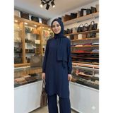 Armine TREND Çilek Kumaş Yarım Fermuarlı Tunik Lacivert 26YT462