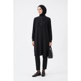 Armine TREND Çilek Kumaş Yarım Fermuarlı Tunik Siyah 26YT462