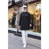 Armine Trend Çizgili Metal Düğmeli Lüks Tunik Siyah 26yt401