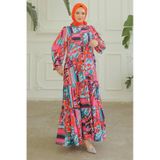 Armine Trend Desenli Renkli Elbise Pembe 24yt952-pembe Pembe