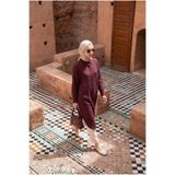 Armine TREND Doğal Kumaş Gizli Düğmeli Hakim Yaka Rahat Kesim 120 cm Boy Tunik Vişne 26YT416