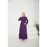 Armine Trend Etek Ucu Tül Desenli Fermuarlı Elbise-Açık MOR-25YT924 - 38
