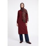 Armine TREND Fermuarlı Düz Uzun Triko Tunik Bordo 25KTD4113