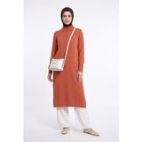 Armine TREND Fermuarlı Düz Uzun Triko Tunik Şeftali 25KTD4113