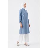 Armine TREND File Detaylı Uzun Tunik Mavi 26YT458