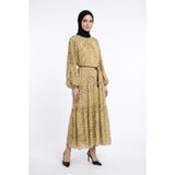 Armine TREND Geometrik Desenli Tesettür Elbise Sarı 26YT932