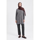 Armine TREND Geometrik Dokuma Desenli Triko Tunik Gri 26KTD411
