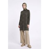 Armine TREND Geometrik Dokuma Desenli Triko Tunik Haki 26KTD411