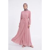 Armine Trend Kolları Lastikli Astarlı Elbise Gül Kurusu 25YT927 - 38