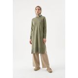 Armine TREND Yaprak Desenli Uzun Triko Tunik Çağla 26KTD408