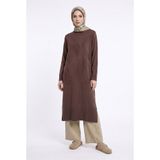 Armine TREND Yaprak Desenli Uzun Triko Tunik Mocha 26KTD408