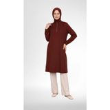 Armine TREND Yarım Fermuar Detay Büyük Beden Tunik Mürdüm 26YT446