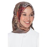 Armine Yeşil Saf Twill Ipek Eşarp, Turuncu, Taba, Açik Vizon