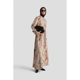 Armine Zincir Desenli Elbise 24K9901 Vizon - 38