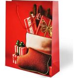 Arminow Yılbaşı Varak Baskılı Lüks Ipli Karton Çanta - Noel - 26X32X10 cm - 1 Adet - Ç035
