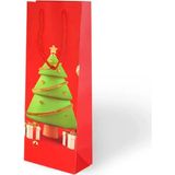 Arminow Yılbaşı Varak Baskılı Lüks Ipli Karton Çanta - Noel - Kırmızı - 12X35X9 cm - 1 Adet - Ç045