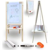 Armode Rulo Kağıtlı Çift Taraflı Ayaklı Ahşap Çocuk Yazı Tahtası Beyaz-Beyaz 115 x 50 cm