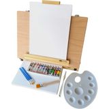 Armode Tuval Resim Şövale Çantası Ahşap Masa Üstü Renkli Ressam Seti 44x35x7.5 cm