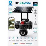 ArmoniaVital ARM-01 Solar Güneş Panelli 15MP 3 Lensli 4G Sim Kartlı Güvenlik Kamerası | 360° PTZ Gece Görüşlü Sesli Dış Mekan | V380 Pro - Siyah