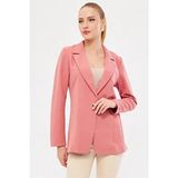 Armonika ARM-23Y001047 Kadın Pembe Tek Düğmeli Ceket Uzun Kol Regular Kalıp Casual Stil