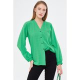 Armonika Kadın Açık Yeşil Kolu Lastikli Bürümcük Gömlek ARM-24K001002 - XL