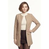 armonika Kadın Bej Beli Dikişli Uzun Ceket ARM-26K001017