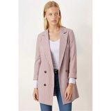 armonika Kadın Bej Oversize Duble Kol Kruvaze Yaka Astarlı Blazer Ceket ARM-26K001052